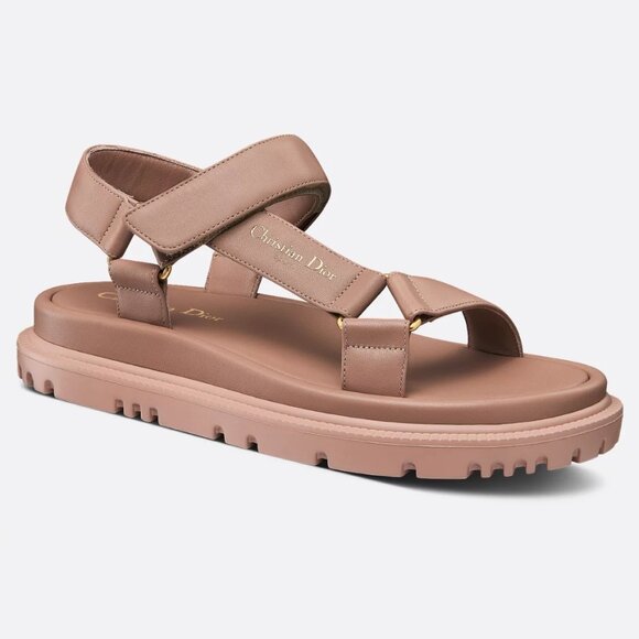 DIOR D-WAVE D WAVE Leather Dad Flat Platform Sandals Shoes Powder - Picture 1 of 16